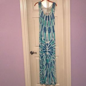 Type-dye maxi dress with lace back
